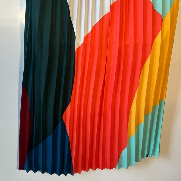 Skies are Blue SZ XS Color block pleated mid/maxi skirt Modern 80's Maximalism - Picture 3 of 9